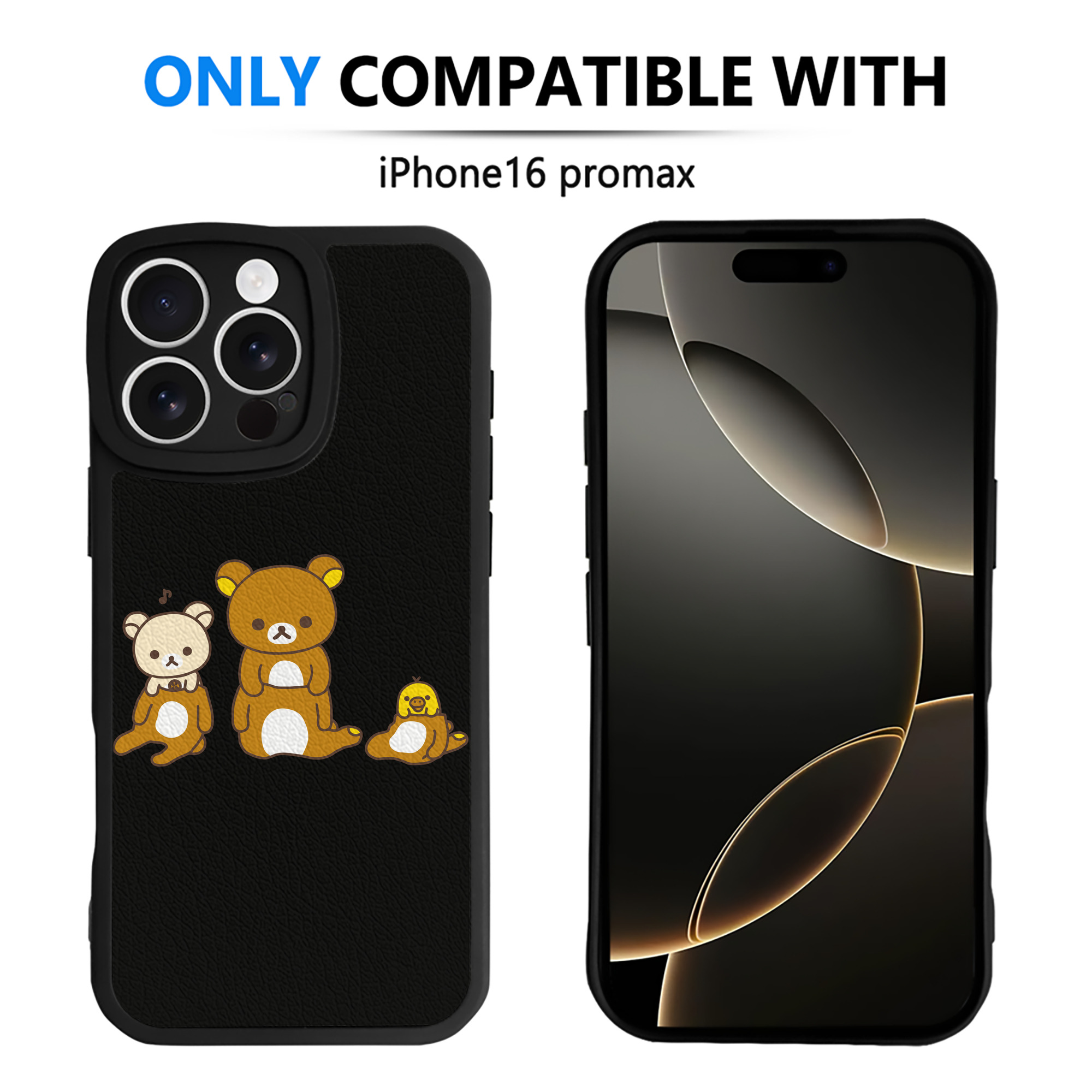 （画像用） リラックマ リラックマ キイロイトリ Rilakkuma Korilakkuma Kiiroitori 【iPhone 16シリーズ対応】シリコンスマホケース（レザー調） 材質：シリコン